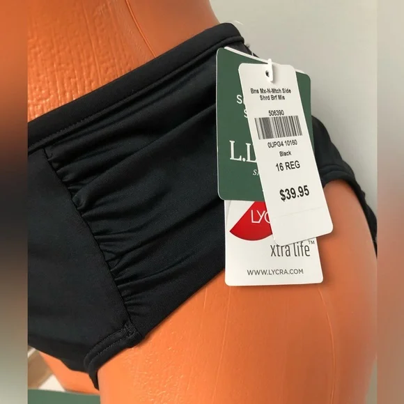 NEW L.L.Bean Luxe Black Swim Bottom Size 16 - Picture 3 of 10